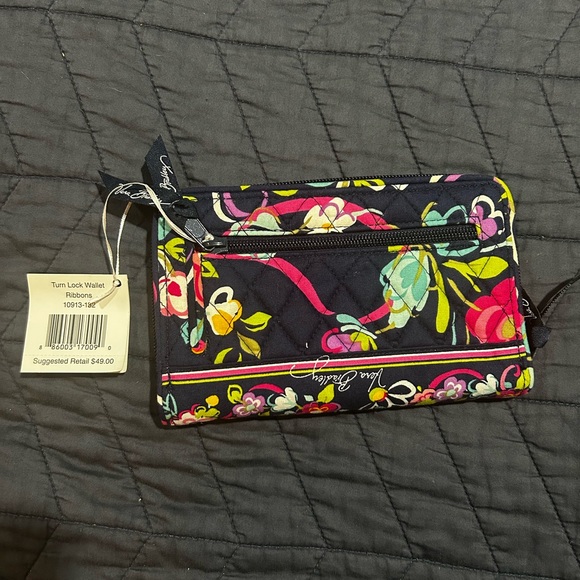 Vera Bradley Black and Pink Floral Wallet - Picture 2 of 4